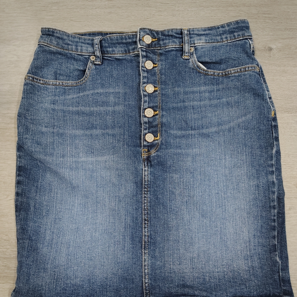 Banana Republic Denim Midi Skirt with Button Detail